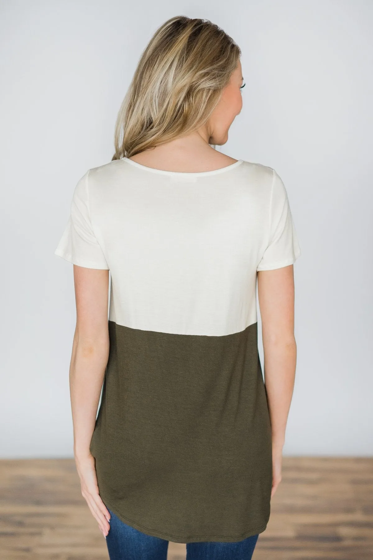 Classic Olive & Ivory Knot Top