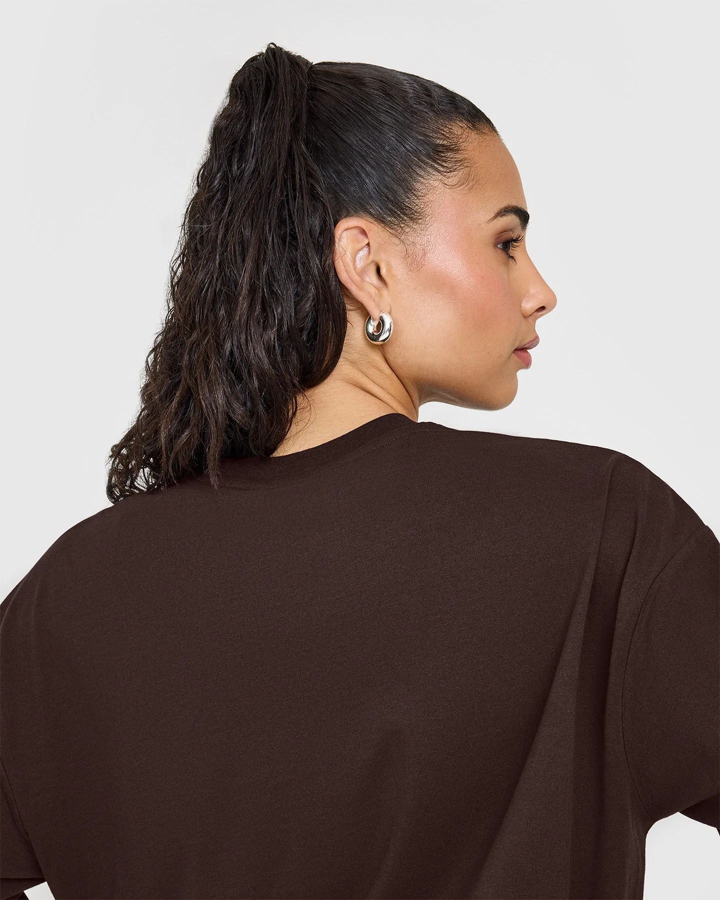 Classic Oversized Lightweight Long Sleeve Top | 70% Cocoa