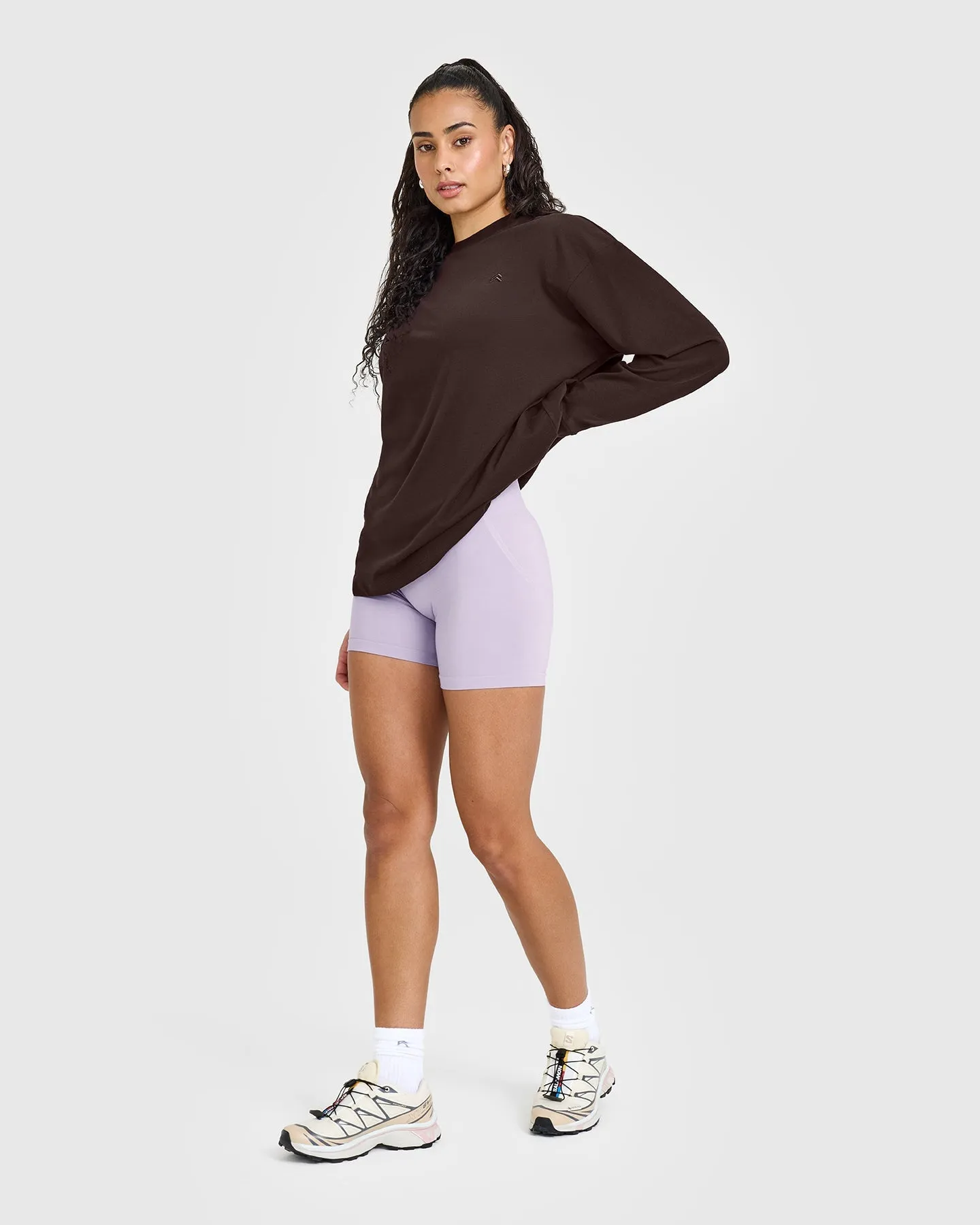 Classic Oversized Lightweight Long Sleeve Top | 70% Cocoa