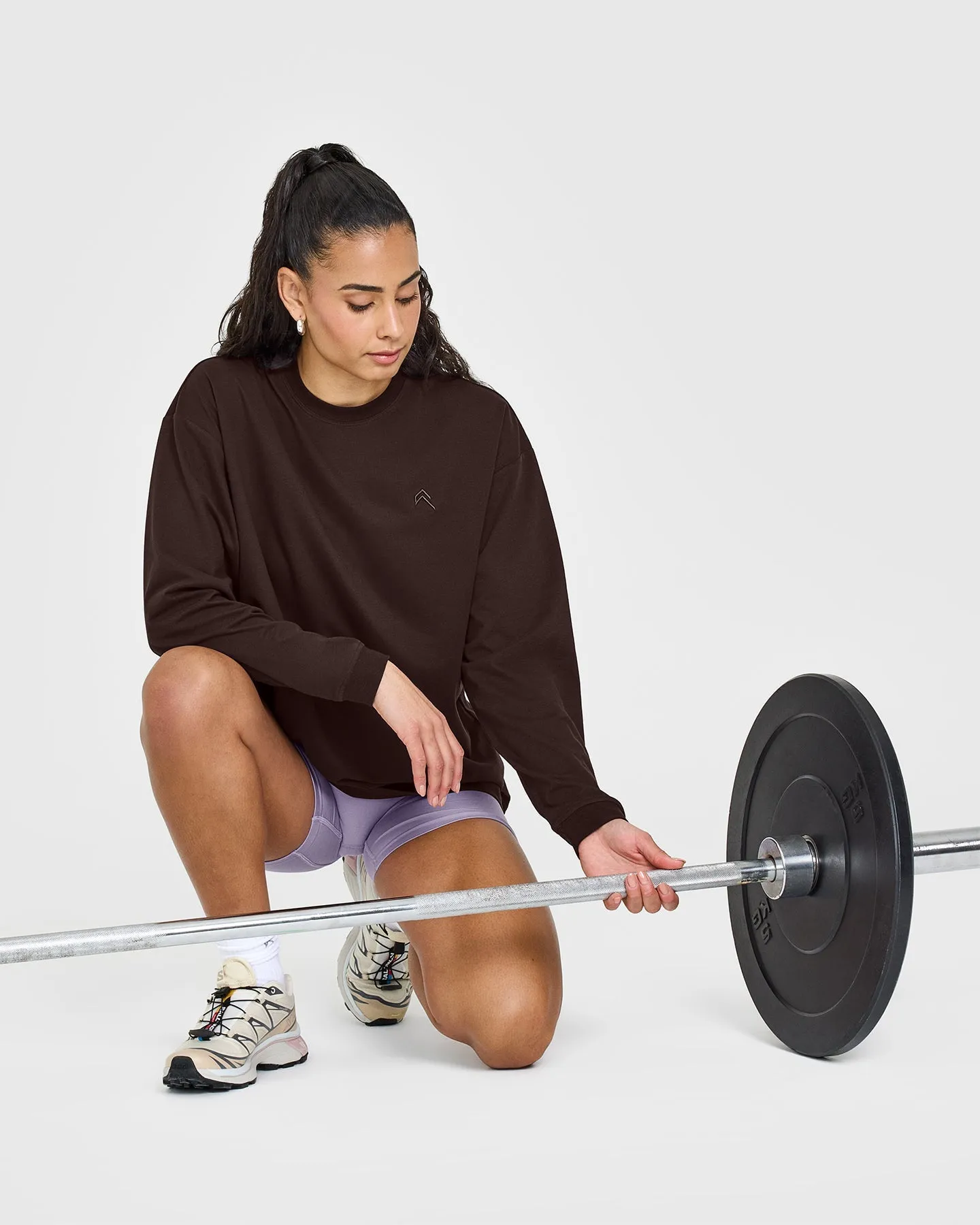 Classic Oversized Lightweight Long Sleeve Top | 70% Cocoa
