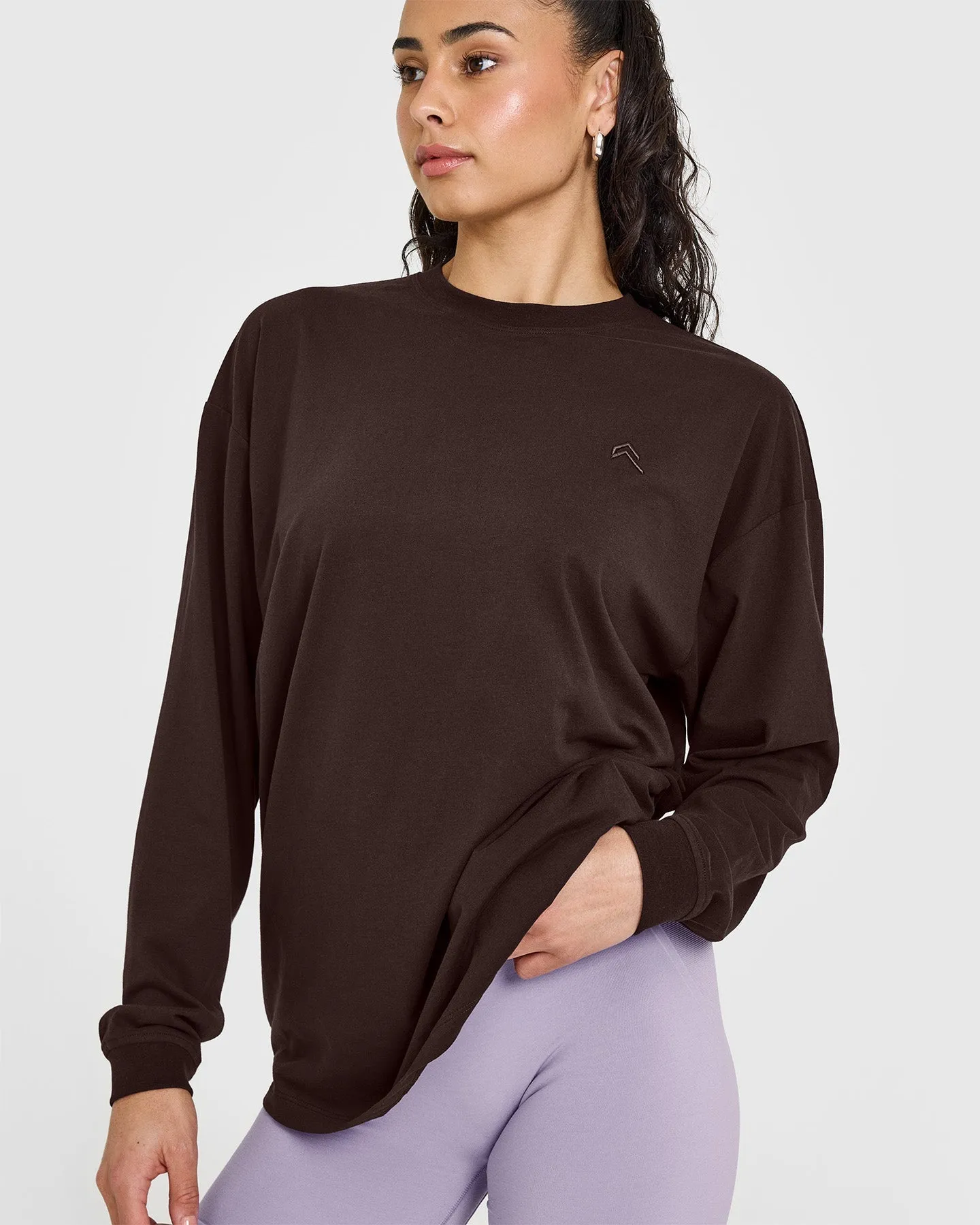 Classic Oversized Lightweight Long Sleeve Top | 70% Cocoa