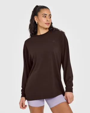 Classic Oversized Lightweight Long Sleeve Top | 70% Cocoa