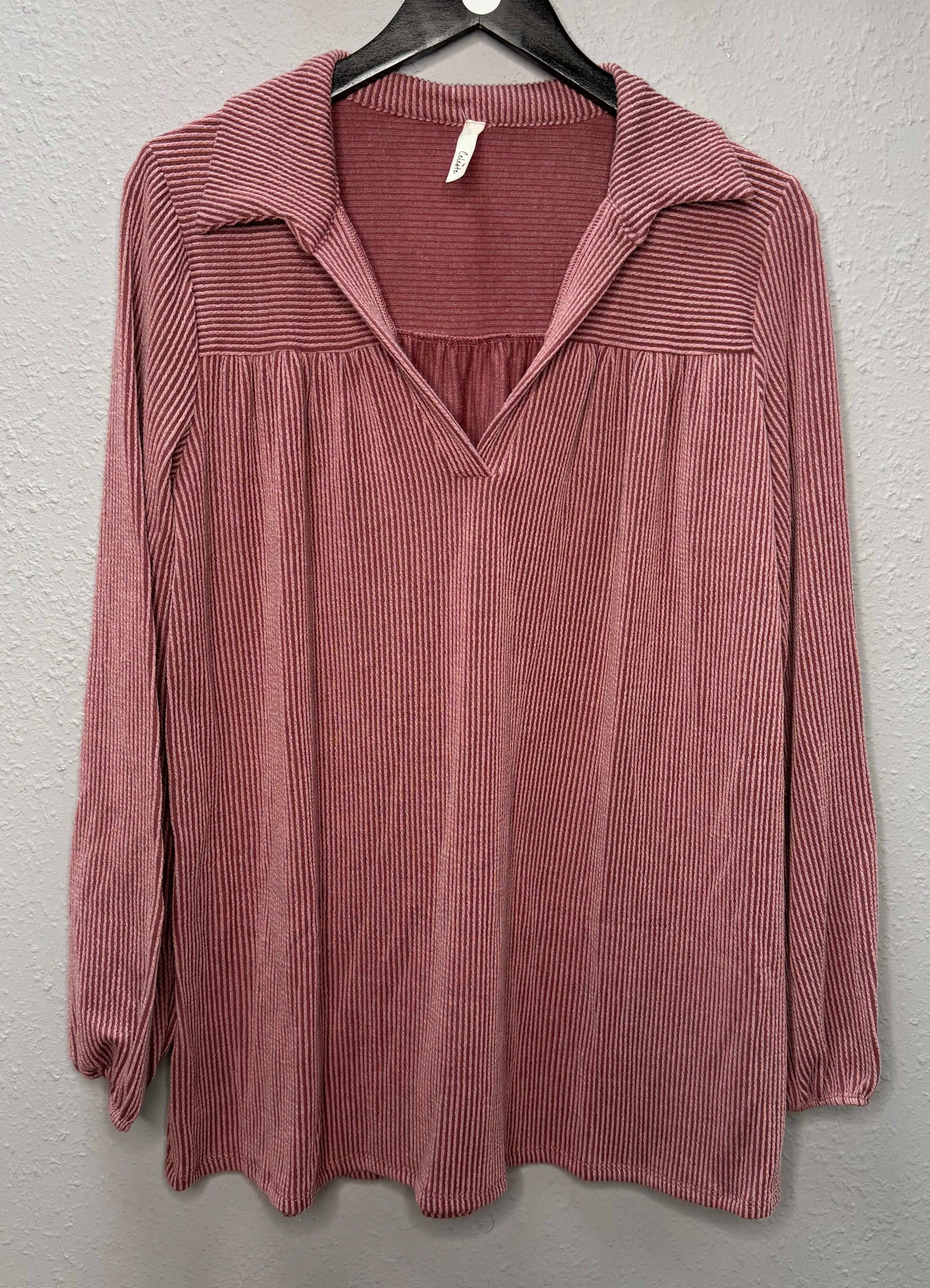 Classic Rib Long Sleeve Top-Elderberry