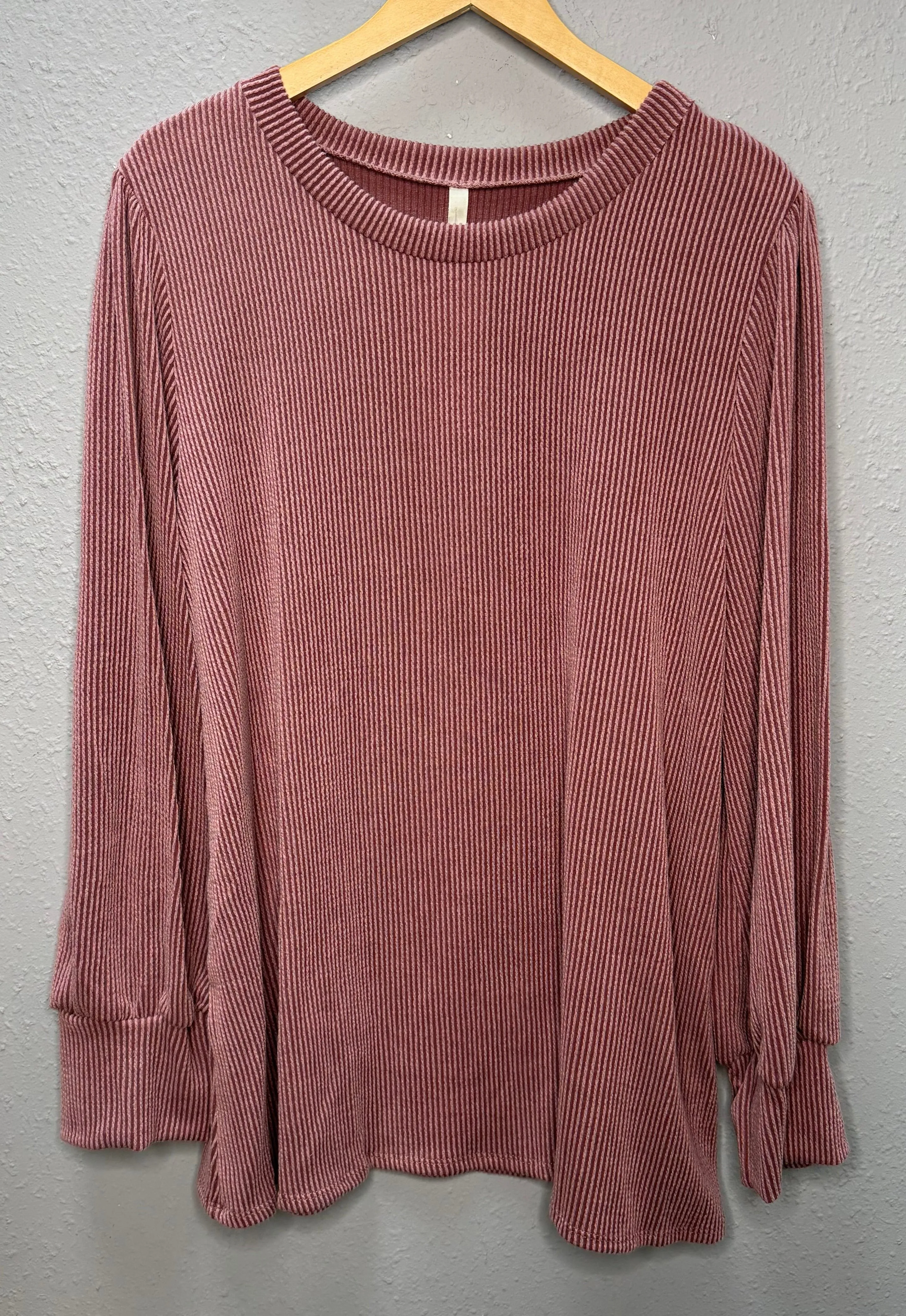 Classic Rib Long Sleeve Top-Elderberry