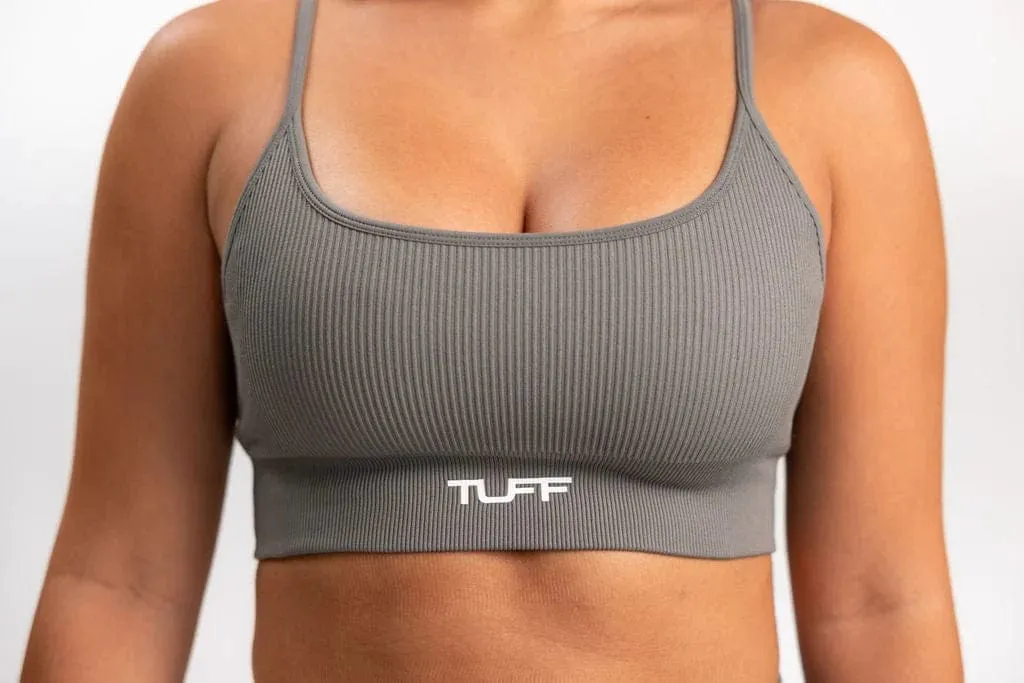 Classic Ribbed Sports Bra - Gray