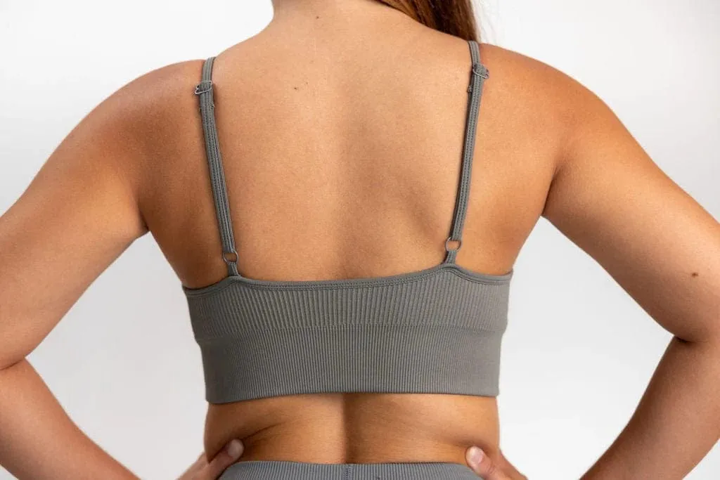 Classic Ribbed Sports Bra - Gray