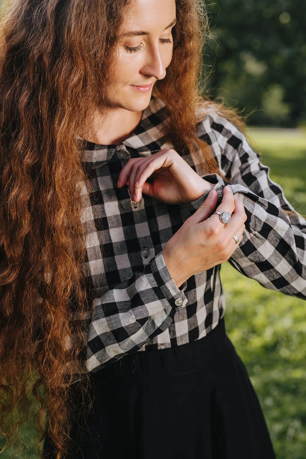 Classic Shirt, Long Sleeve, Black Checkers