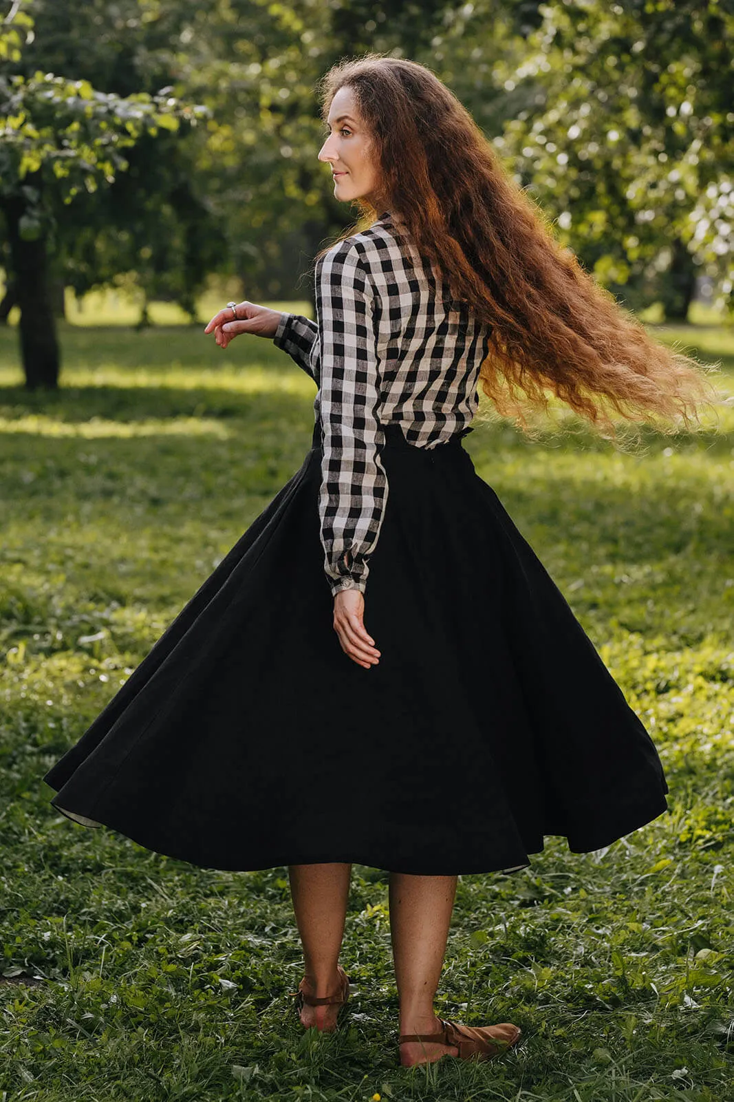 Classic Shirt, Long Sleeve, Black Checkers
