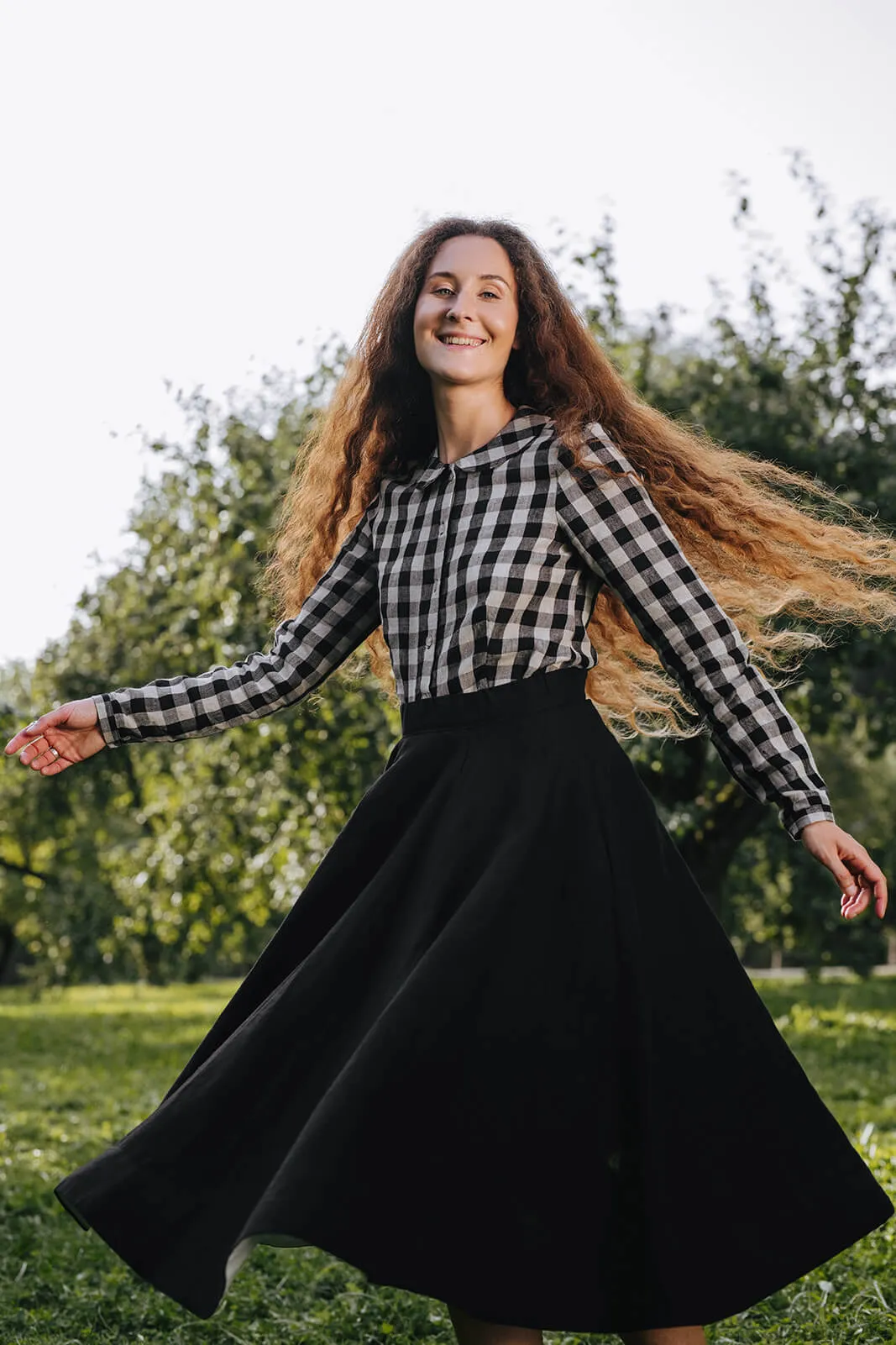 Classic Shirt, Long Sleeve, Black Checkers