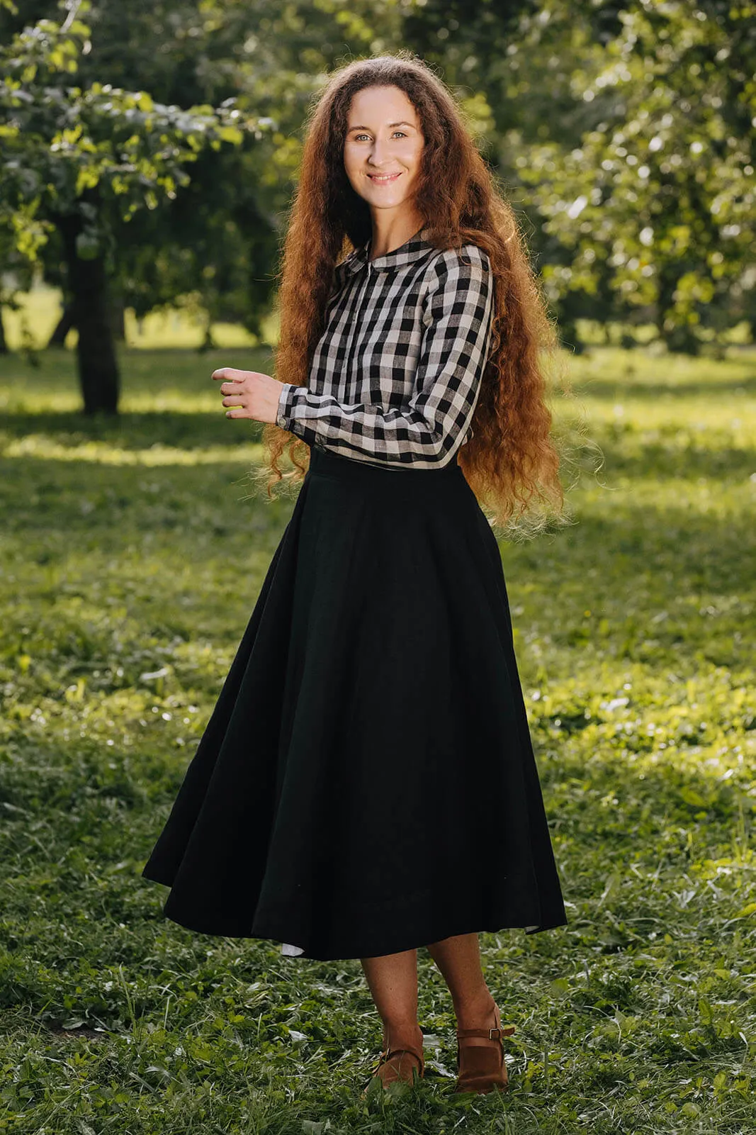 Classic Shirt, Long Sleeve, Black Checkers
