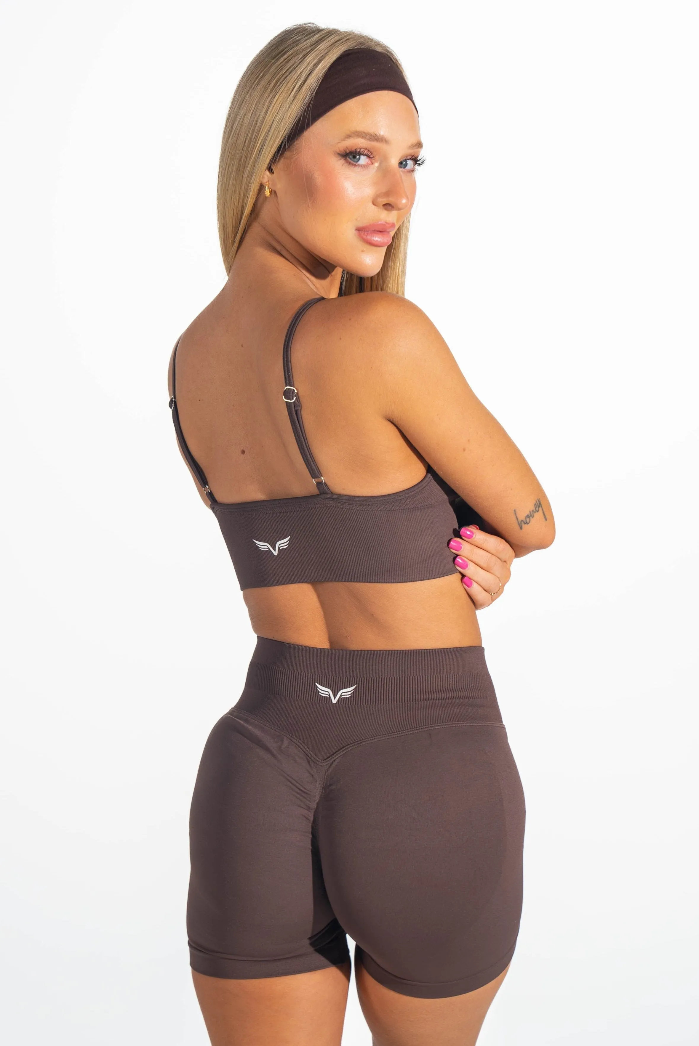 Club Athletica Flex V-Cut Adjustable Crop Brown