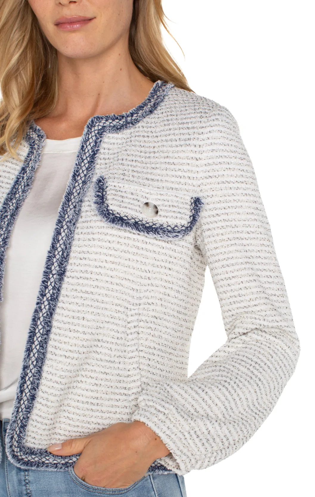 COLLARLESS BOUCLE JACKET
