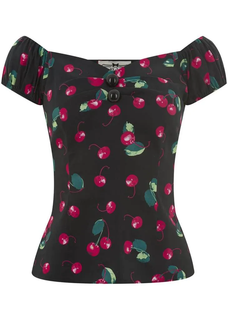 Collectif Dolores 50's Cherry Top Black