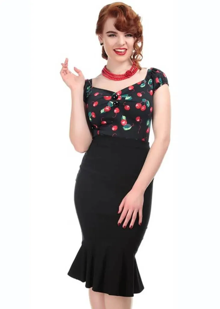 Collectif Dolores 50's Cherry Top Black