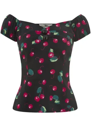 Collectif Dolores 50's Cherry Top Black