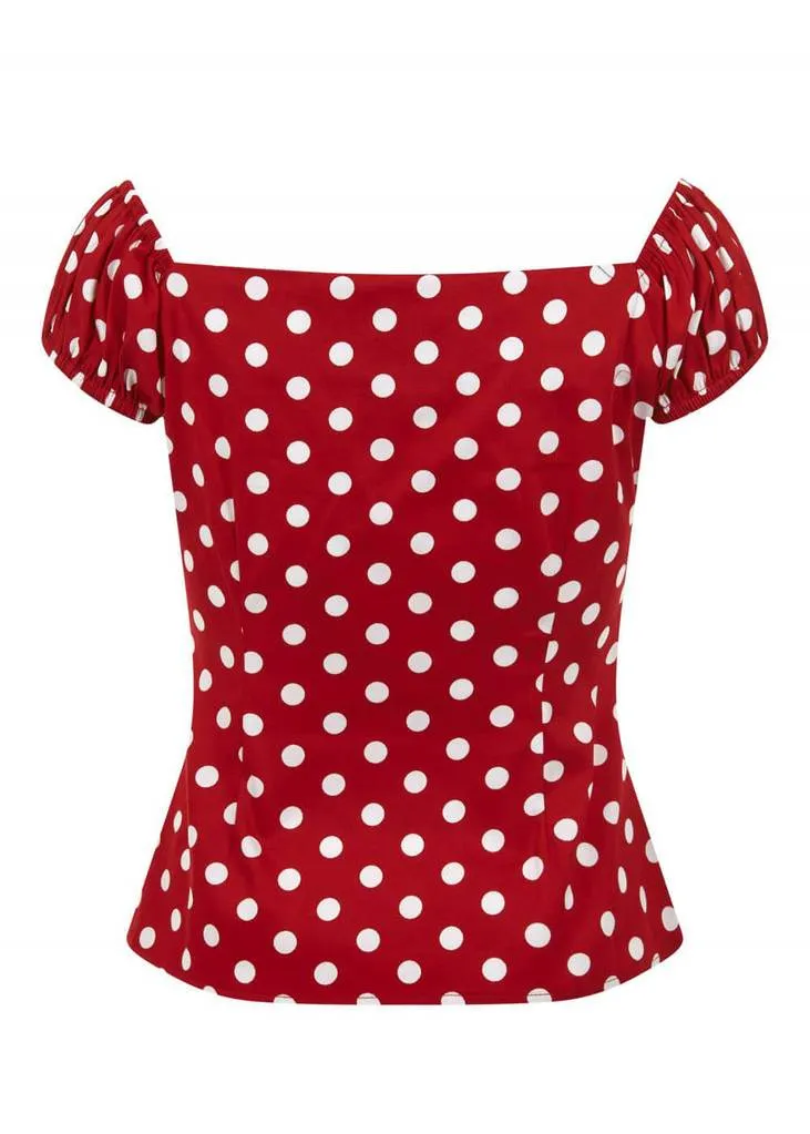 Collectif Dolores Polkadot 50's Top Red