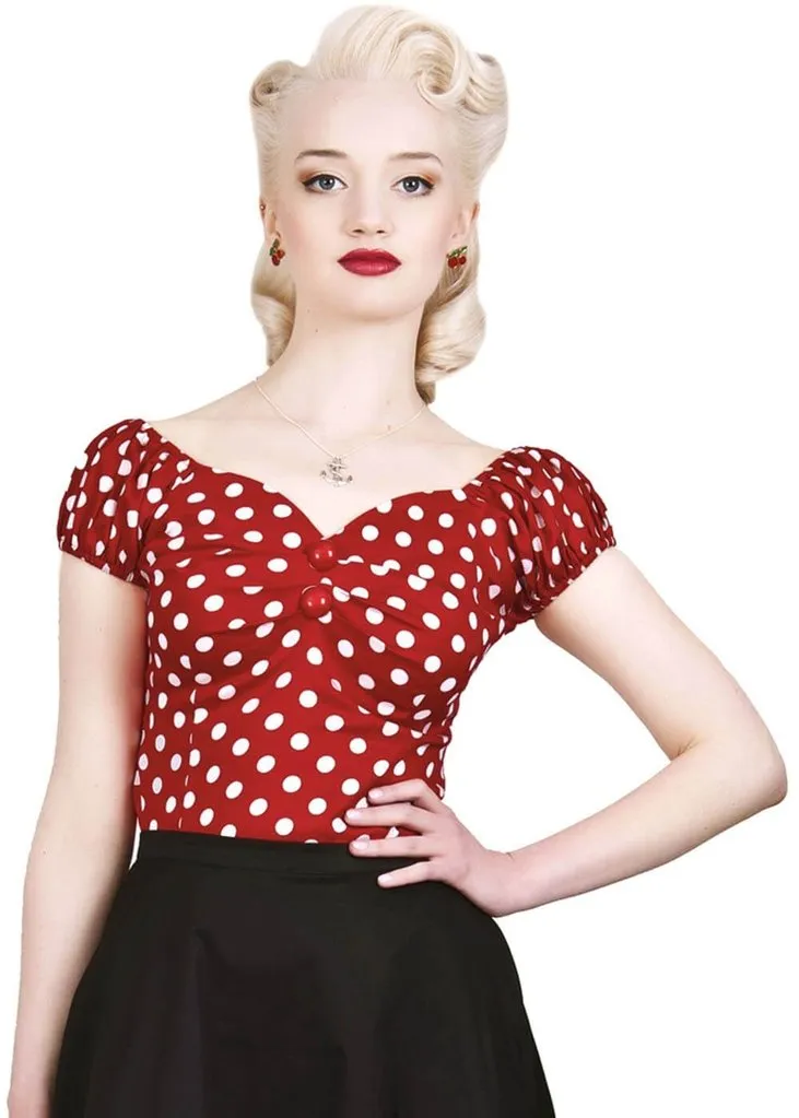Collectif Dolores Polkadot 50's Top Red