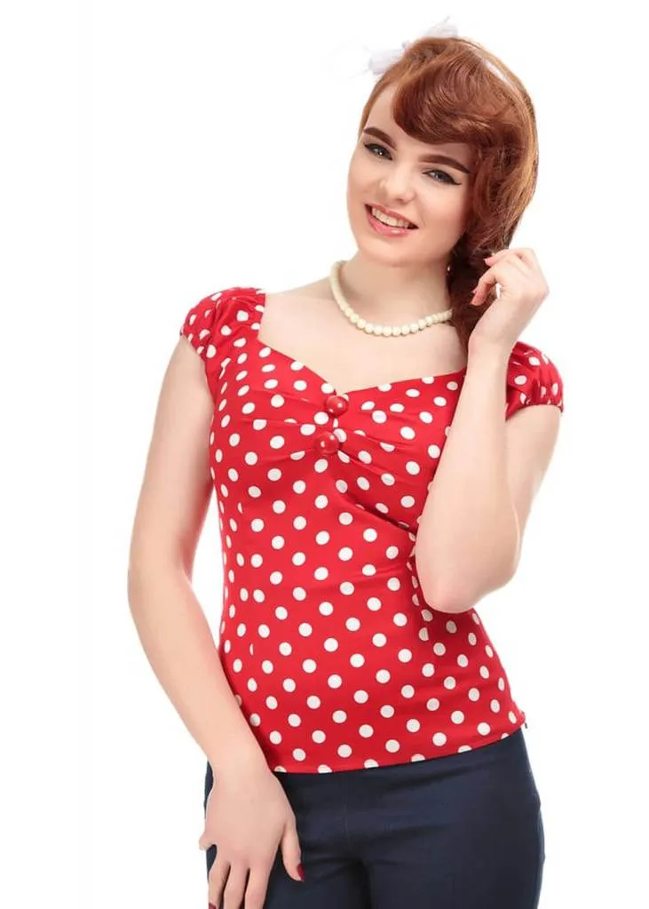 Collectif Dolores Polkadot 50's Top Red