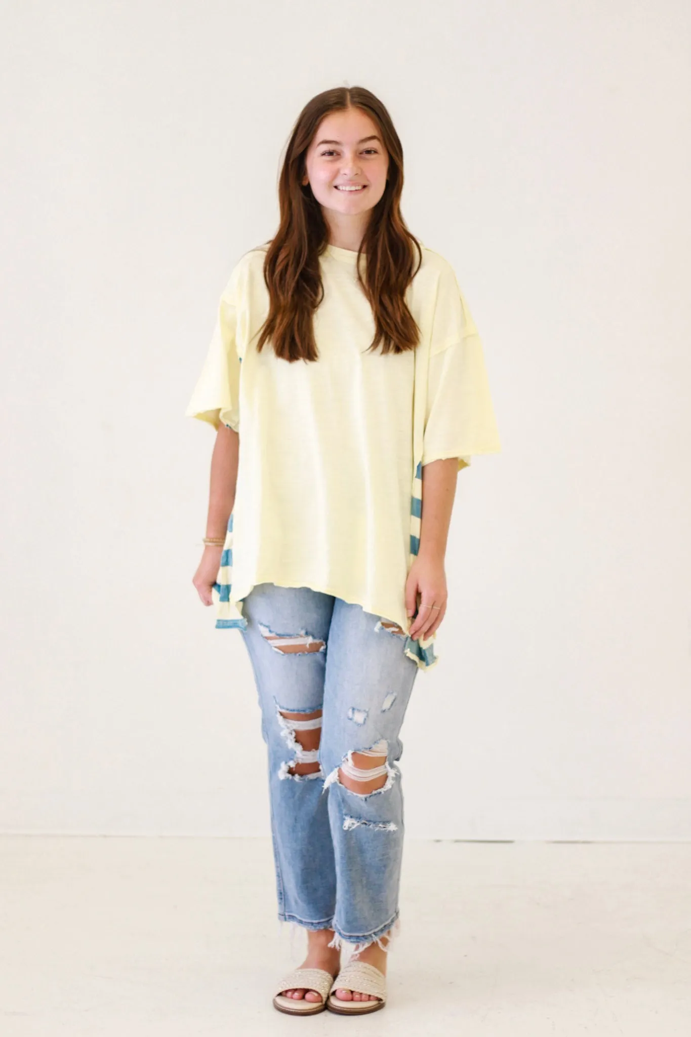 Contemporary Chic Side Piecing Tee in Cream by Oli & Hali