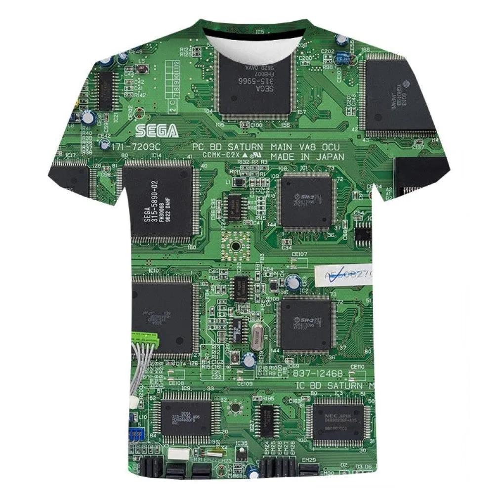 ContiNent 33 Electronic Chip Hip Hop T Shirt Men Women 3D Machine Printed Oversized T-shirt Harajuku Style Summer Short Sleeve Tee Tops