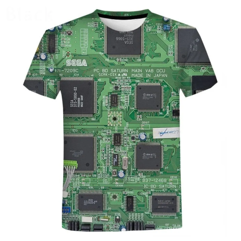 ContiNent 33 Electronic Chip Hip Hop T Shirt Men Women 3D Machine Printed Oversized T-shirt Harajuku Style Summer Short Sleeve Tee Tops