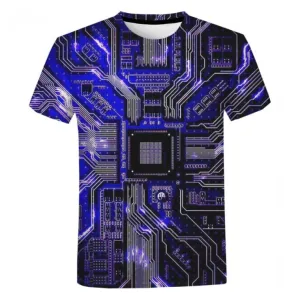 ContiNent 33 Electronic Chip Hip Hop T Shirt Men Women 3D Machine Printed Oversized T-shirt Harajuku Style Summer Short Sleeve Tee Tops