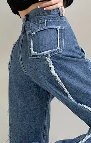 Contrast Freyed Denim