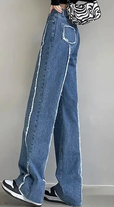 Contrast Freyed Denim