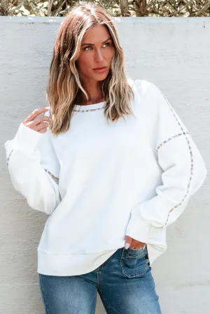 Contrast Rainbow Pullover Sweatshirt