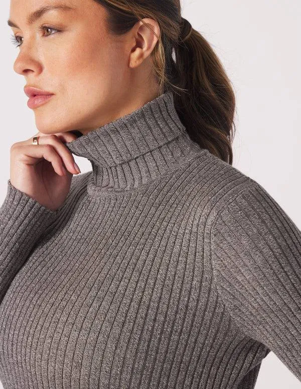 Couture Rib Turtleneck by Glyder | Charcoal Heather