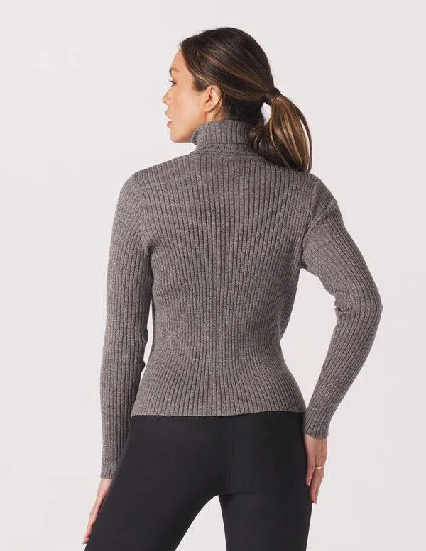 Couture Rib Turtleneck by Glyder | Charcoal Heather