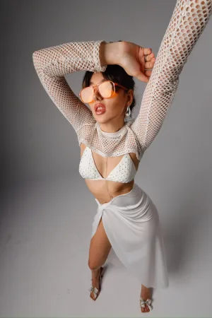 Cream Net Bolero & Summer Fishnet Trousers Set - Chic and Breezy Summer Outfit