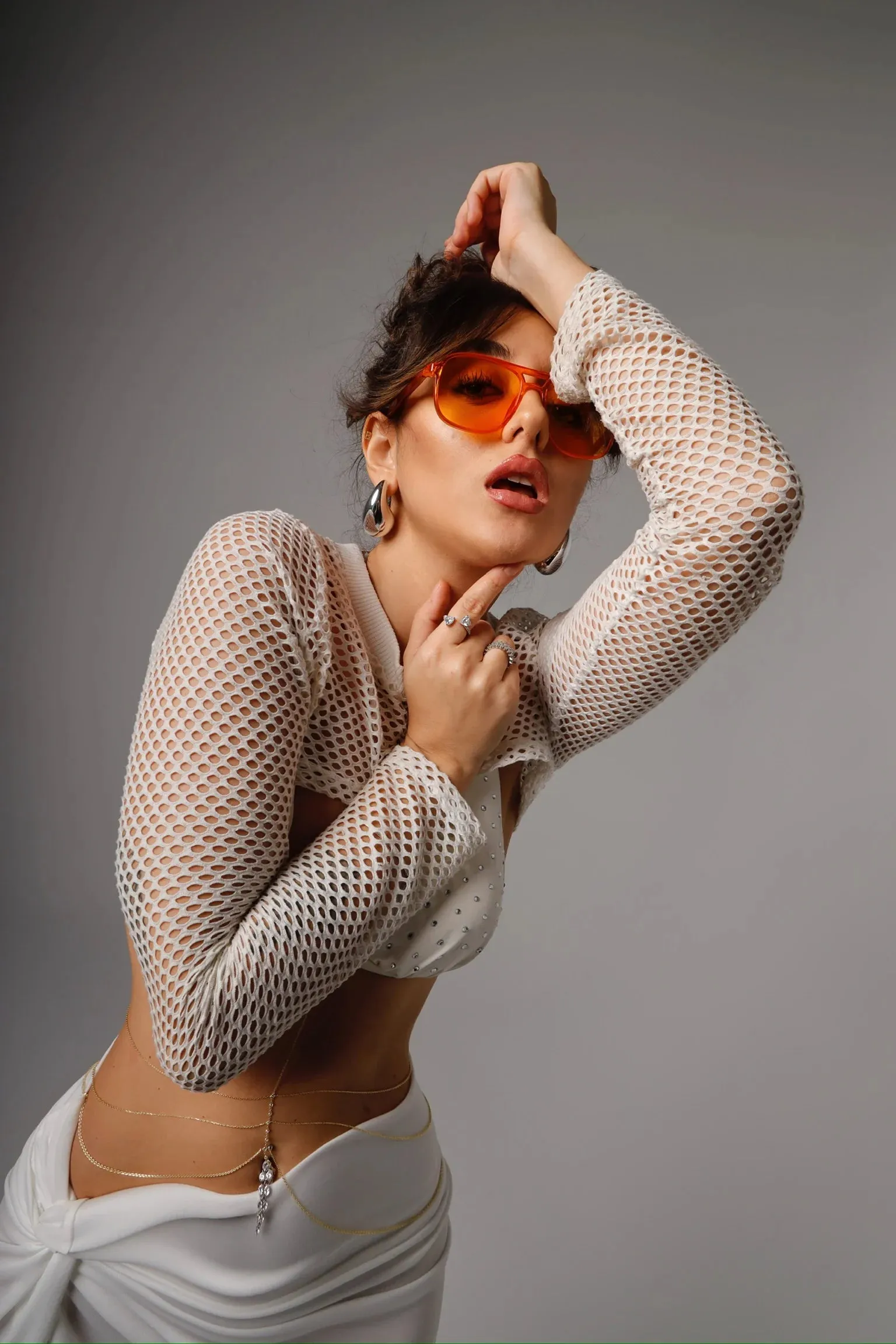 Cream Net Bolero & Summer Fishnet Trousers Set - Chic and Breezy Summer Outfit