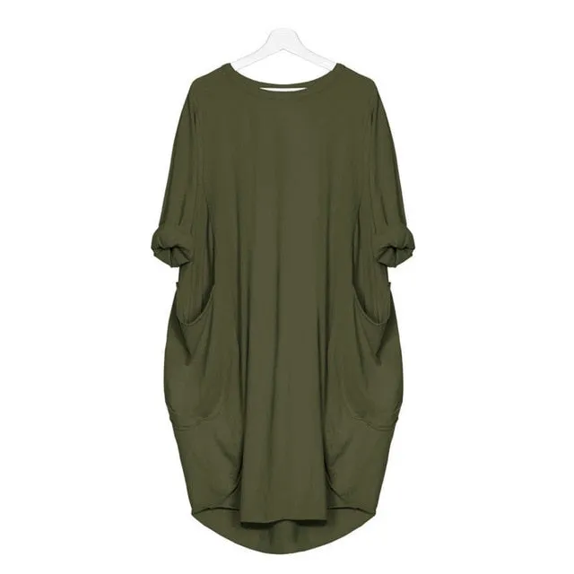 Crew Neck Plus Size Casual Long Tops