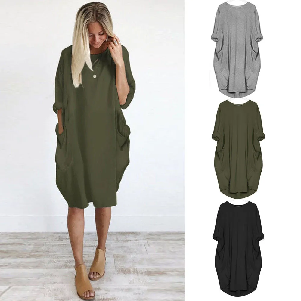 Crew Neck Plus Size Casual Long Tops