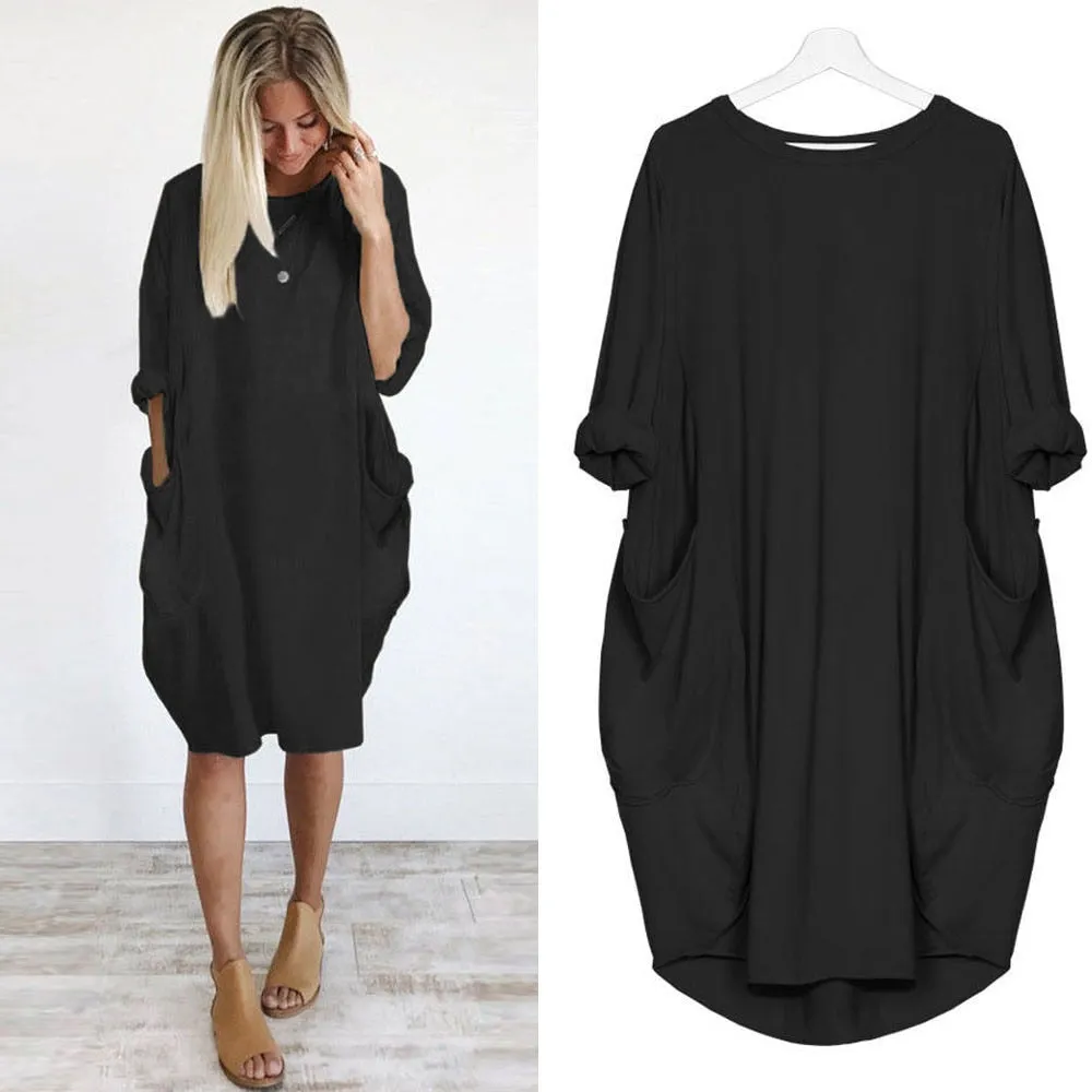 Crew Neck Plus Size Casual Long Tops