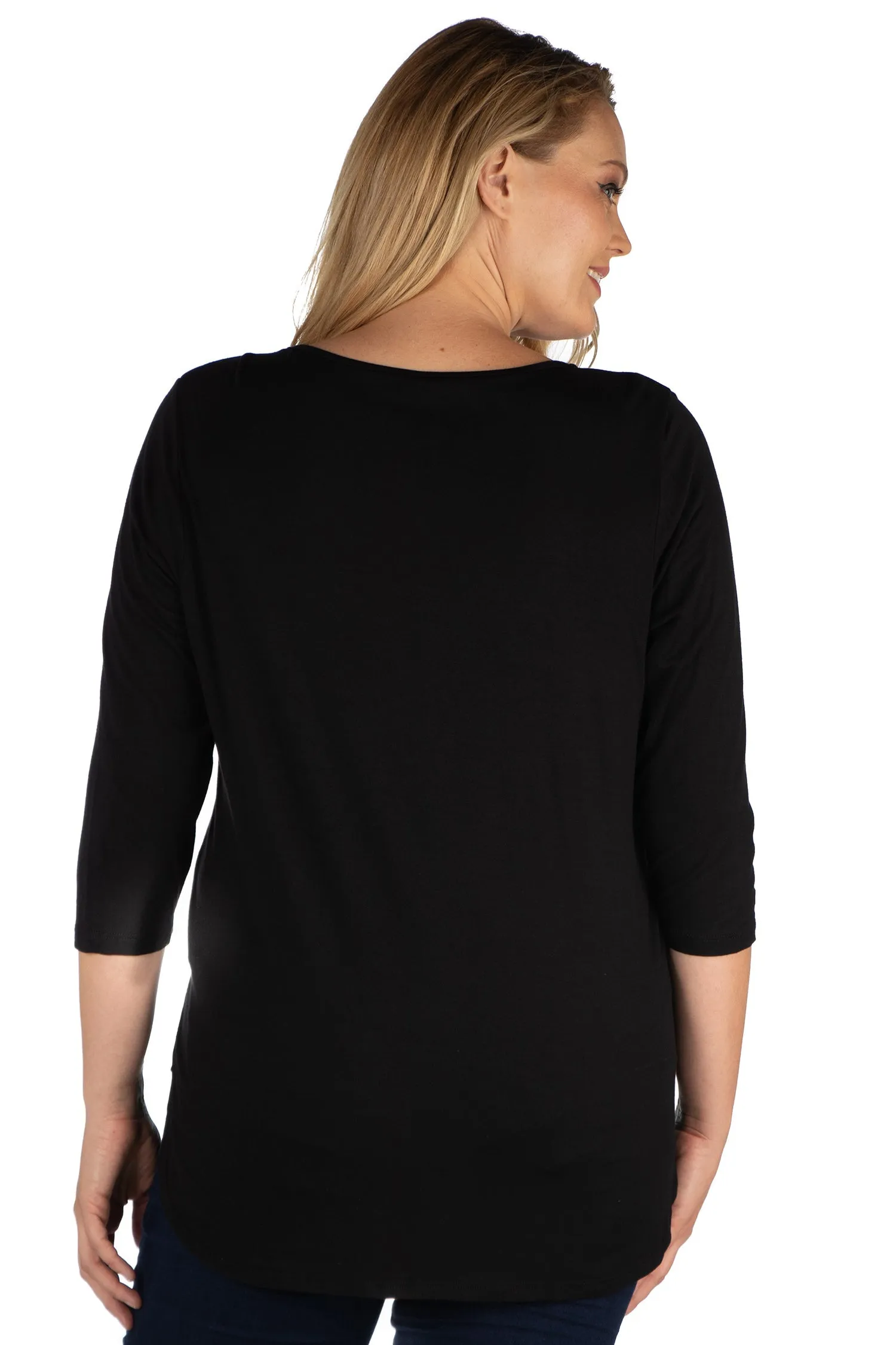 Criss Cross Round Hemline Plus Size Tunic Top