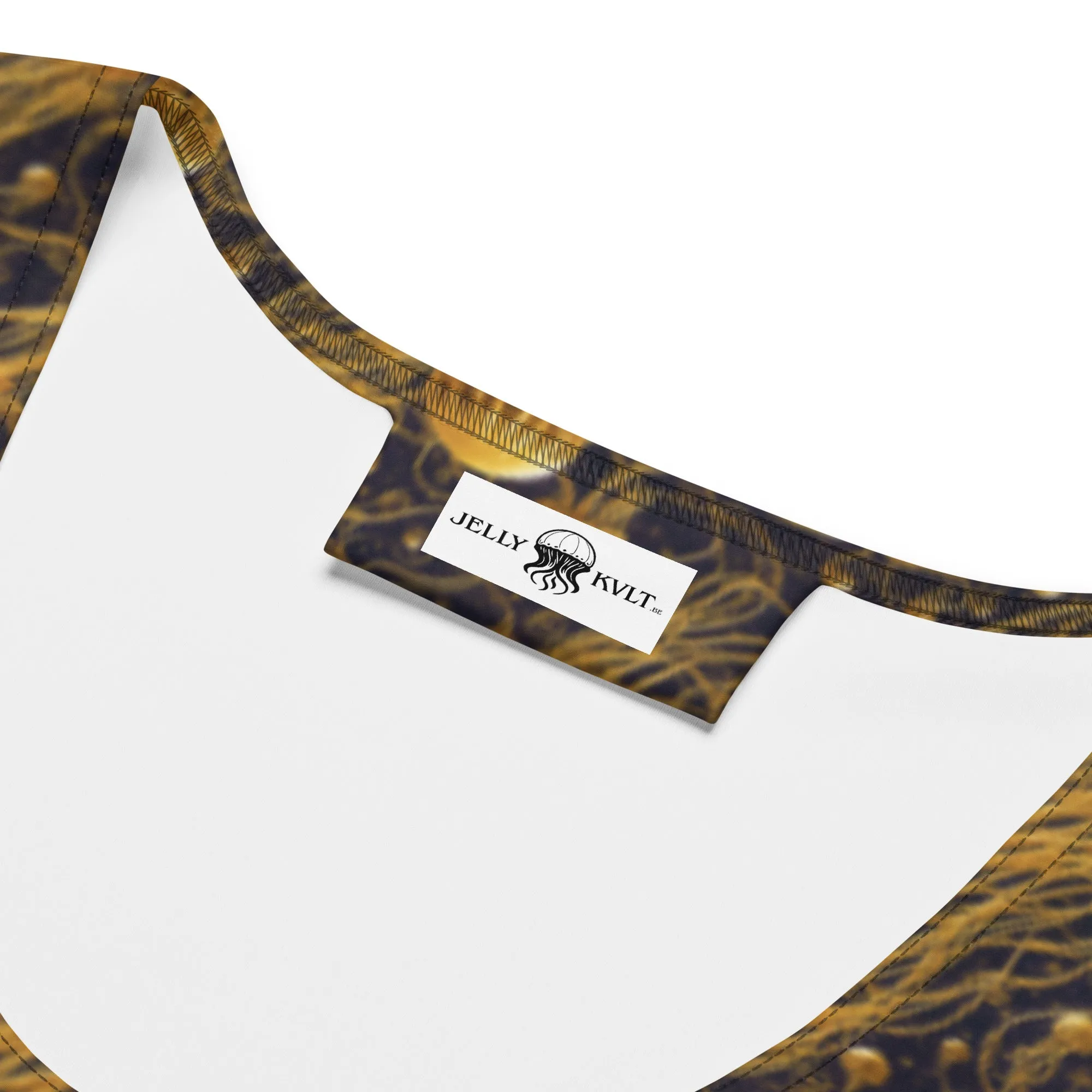 Crop Top - Black And Gold Jellyfishes
