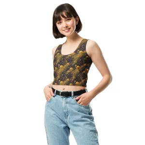 Crop Top - Black And Gold Jellyfishes