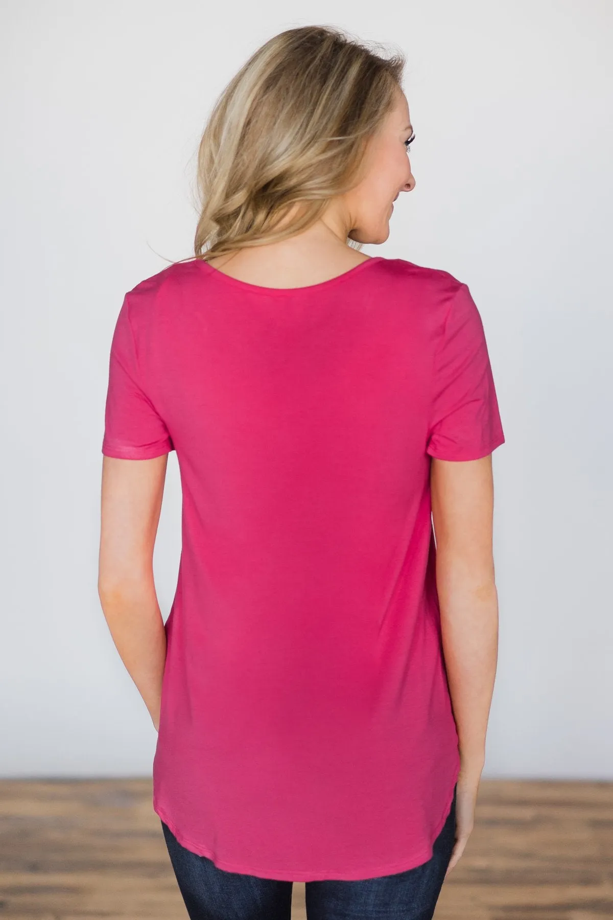 Cross the Line Top ~ Hot Pink