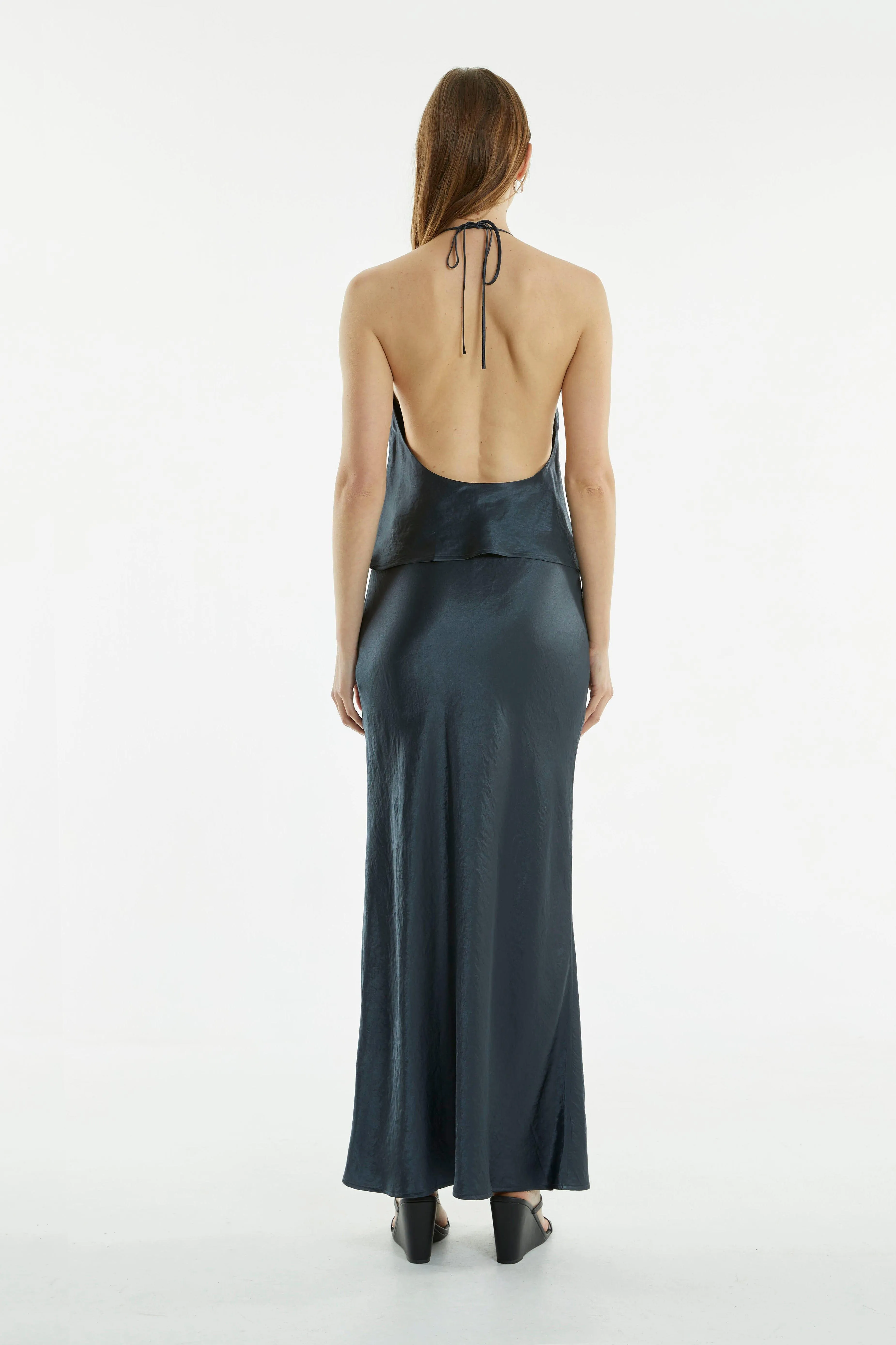 CRUSH BIAS HALTER TOP | GUN METAL