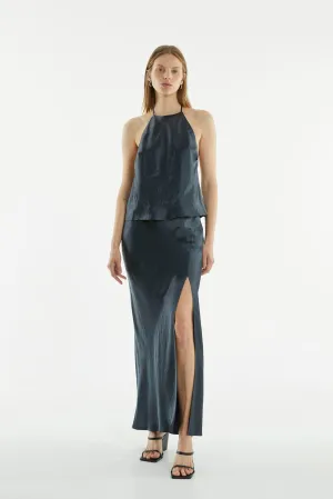 CRUSH BIAS HALTER TOP | GUN METAL