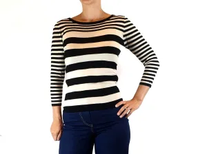 Cue black and white striped knit jumper size S