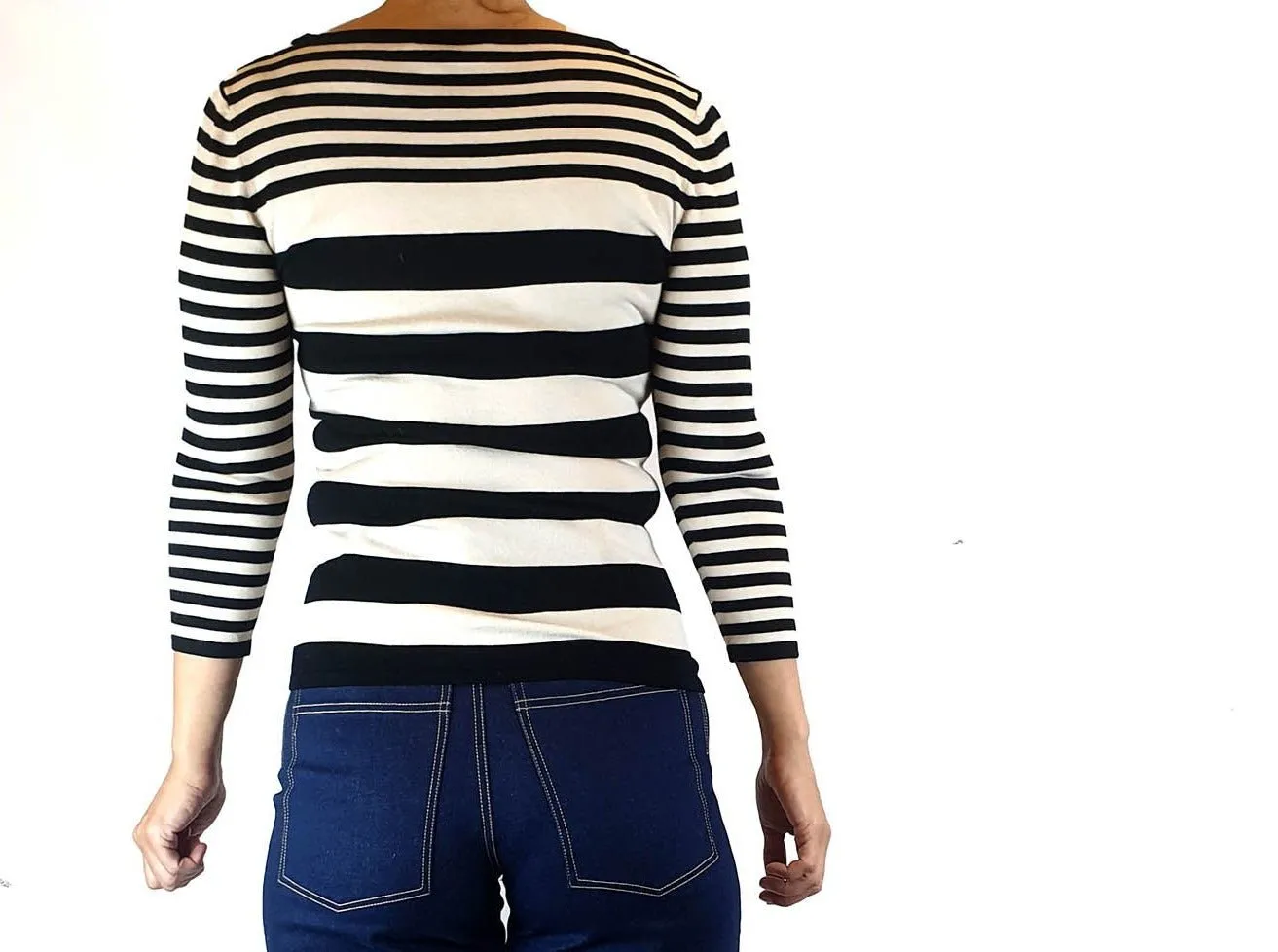 Cue black and white striped knit jumper size S