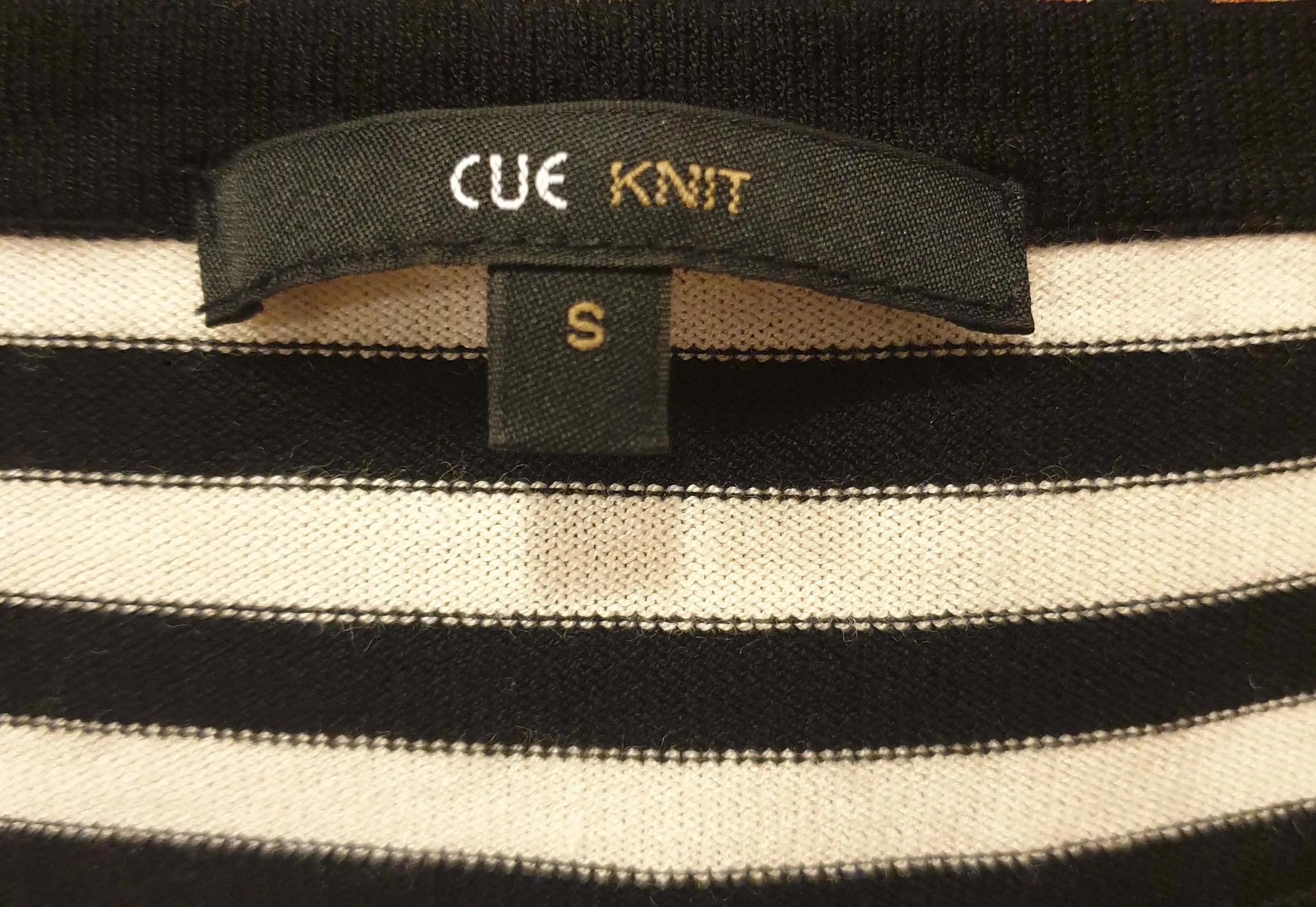 Cue black and white striped knit jumper size S