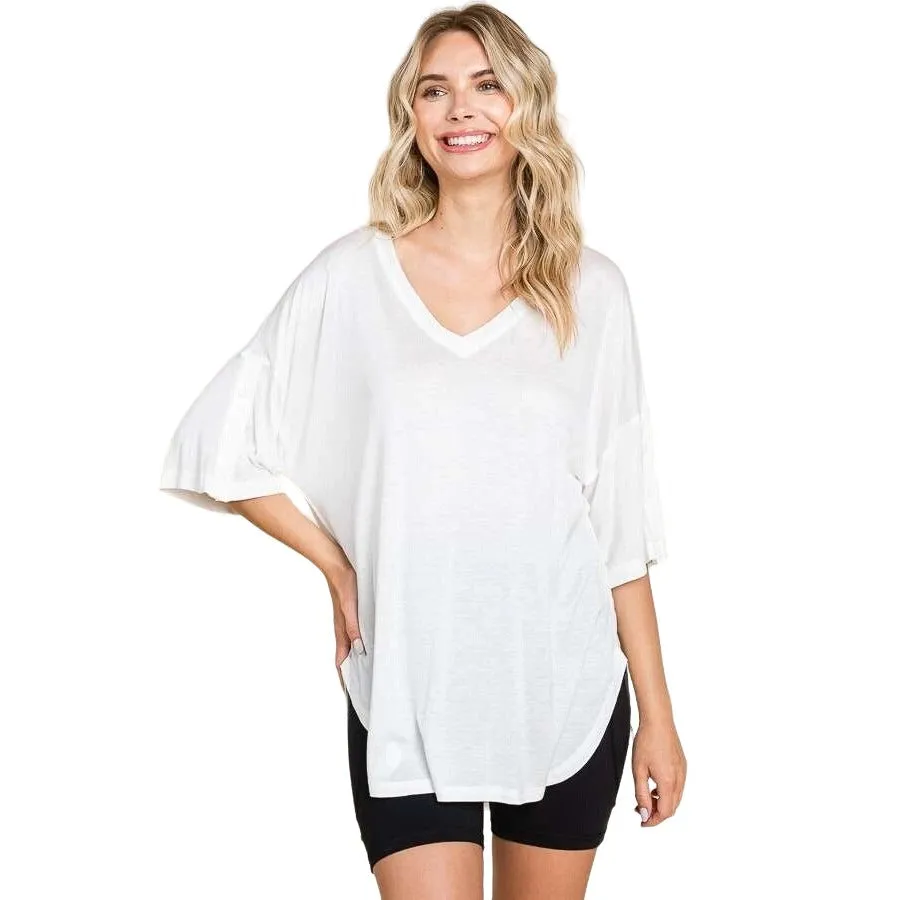 Culture Code Black Exposed Seam Button Detail Sleeve Top CAY1645