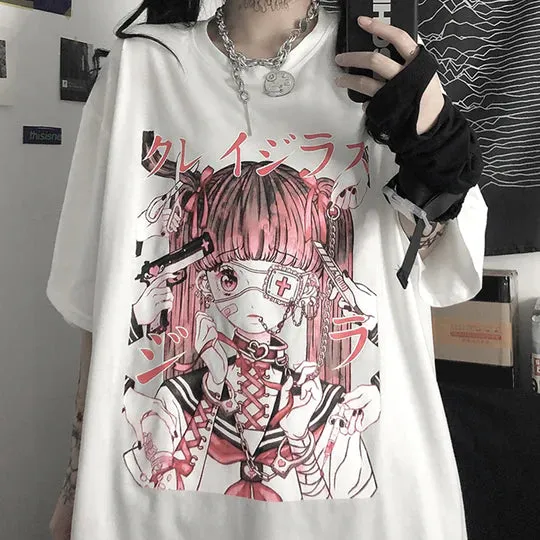 Dark Cartoon Pattern Casual T-shirt  UB96047