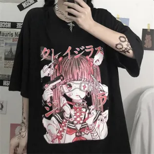 Dark Cartoon Pattern Casual T-shirt  UB96047