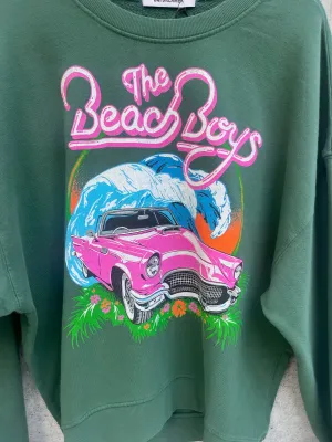 Daydreamer Beach Boys Surf USA Oversized Crew Stormy Green