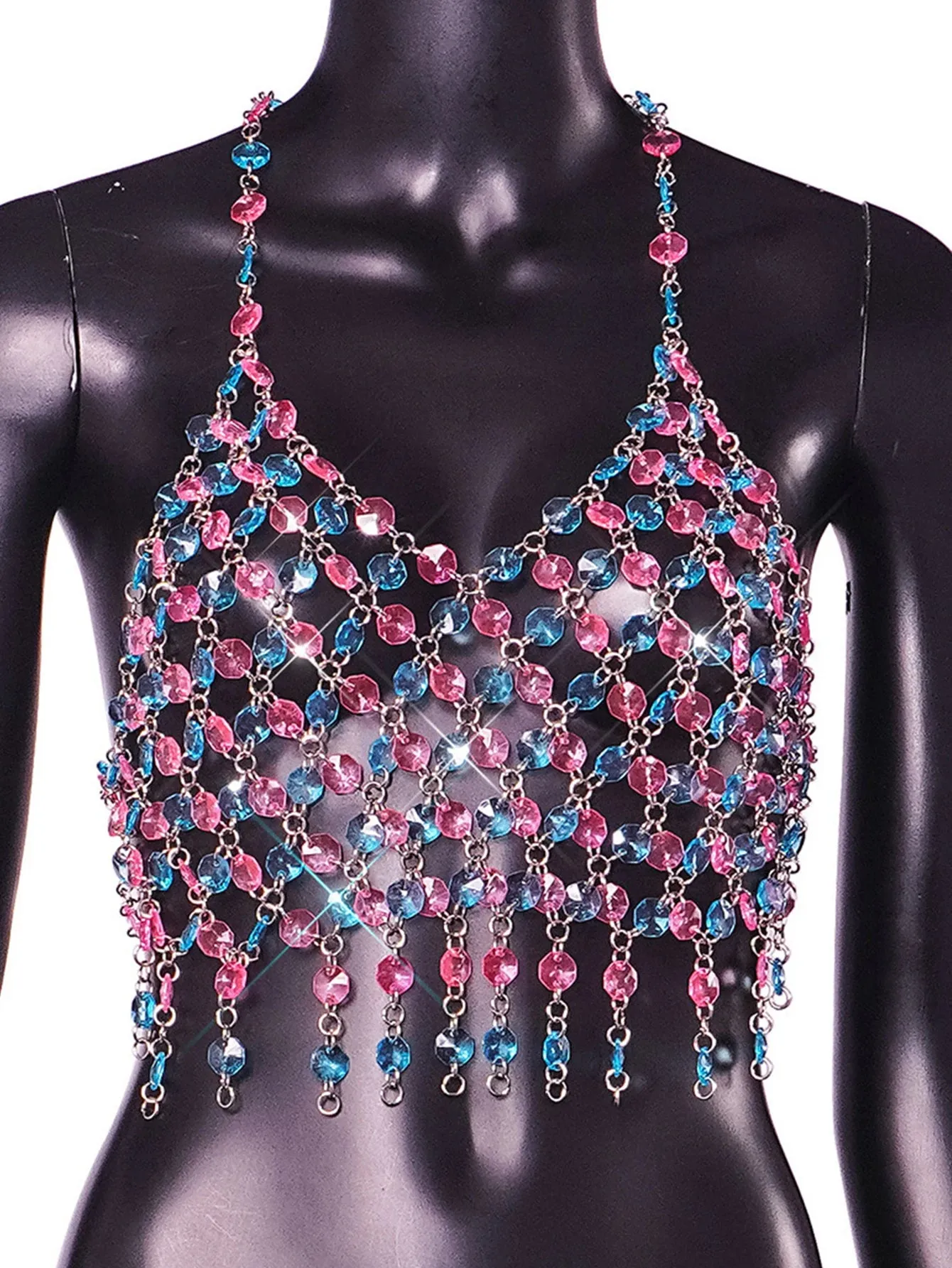 Dazzling Rhinestone Halter Crop Top – Shine All Night